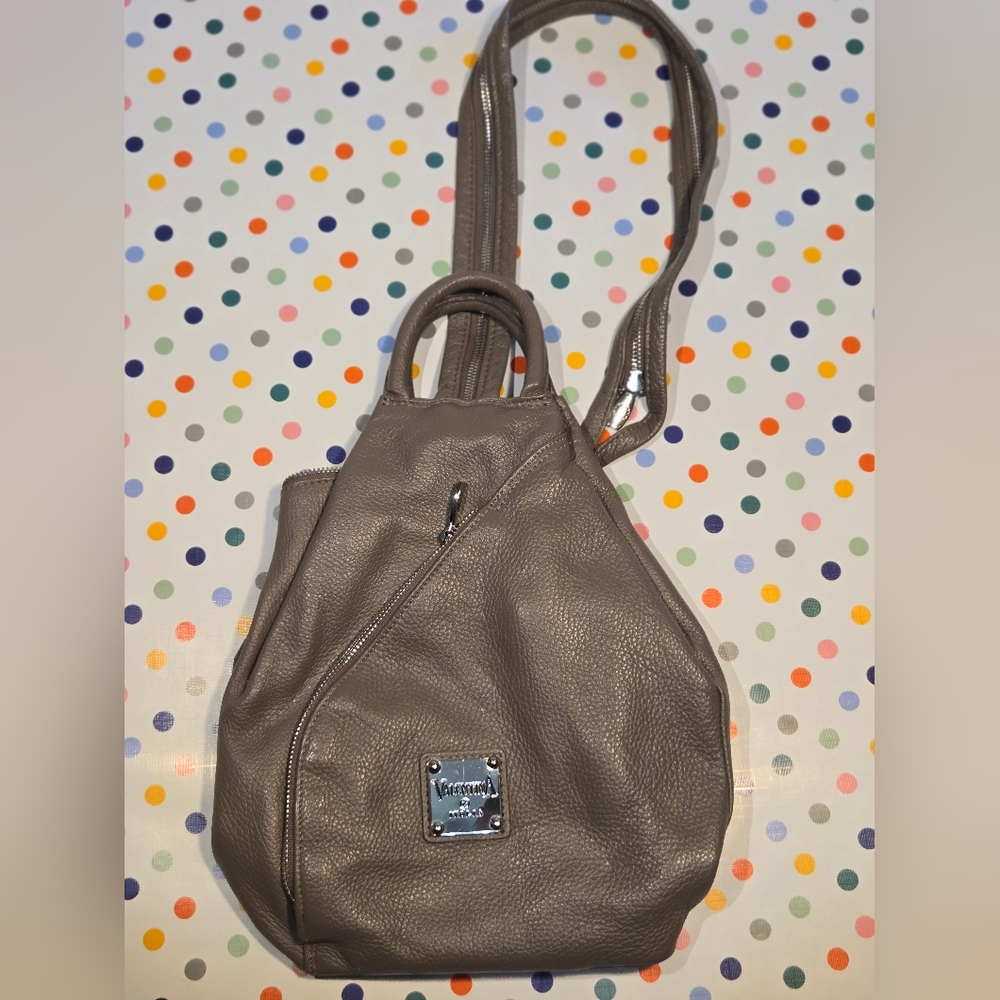 Valentina convertible italian leather purse taupe small backpack tote